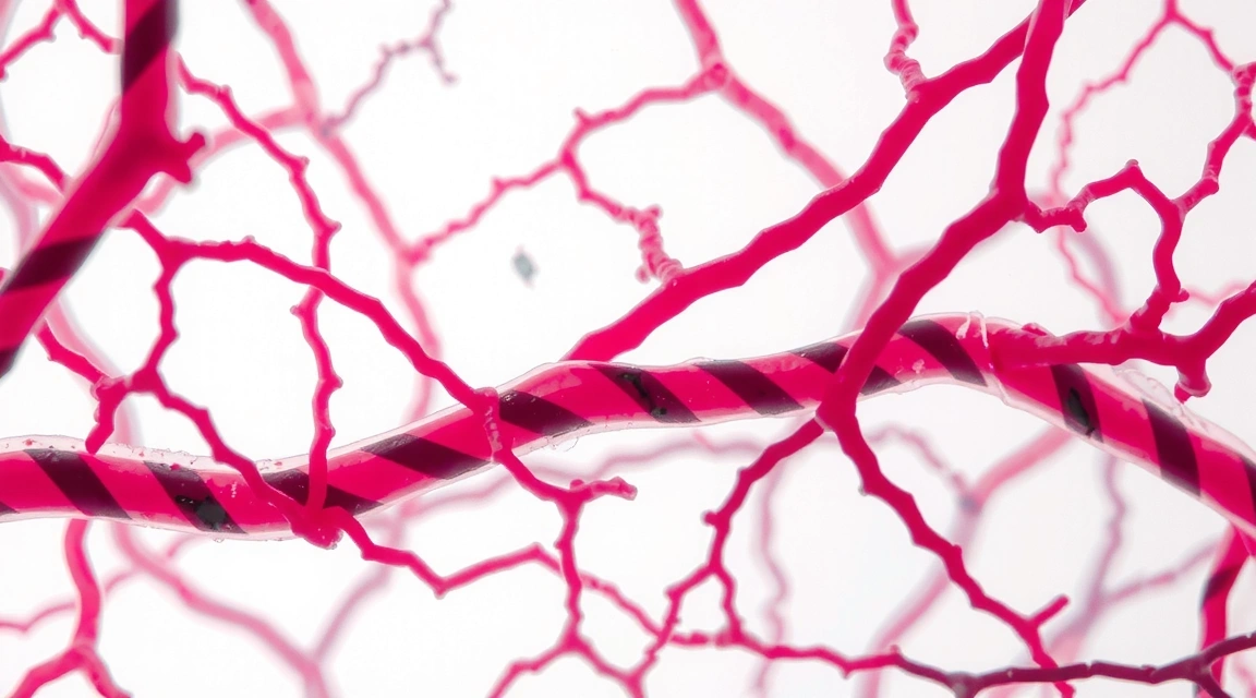 A microscopic view of collagen fibers intertwined in skin tissue, showing its structural role.
